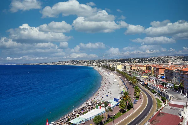Plage Promenade Des Anglais Nice France Saison Estivale — Photo