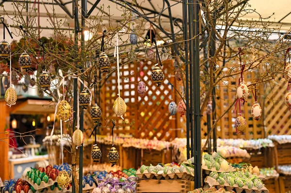 Hermosos Huevos Pascua Pintados Mercado Pascua Viena — Foto de Stock
