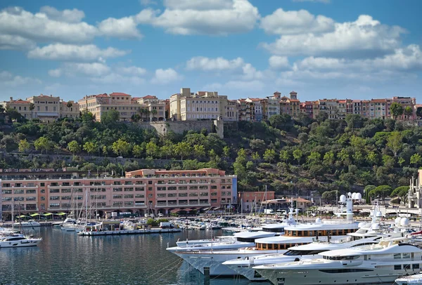 Port Hercules Luxusními Jachtami Plachetnicemi Monte Carlo Monaco — Stock fotografie