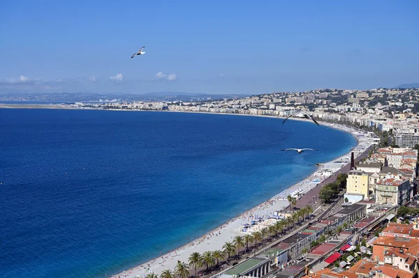 Beach Promenade Des Anglais Nice France Summer Season — 스톡 사진