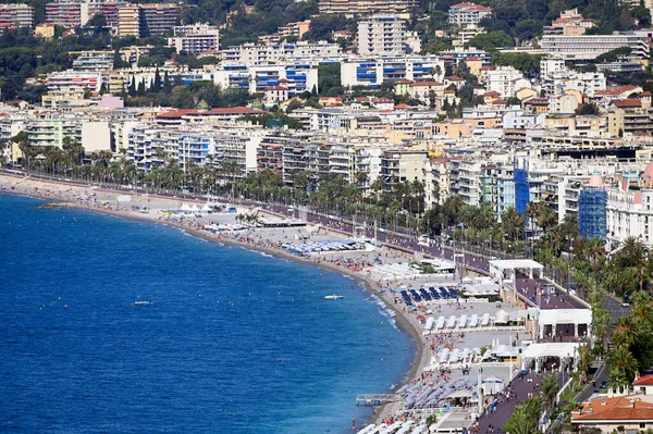 Pláž Promenáda Anglais Nice Francie Letní Sezóna — Stock fotografie