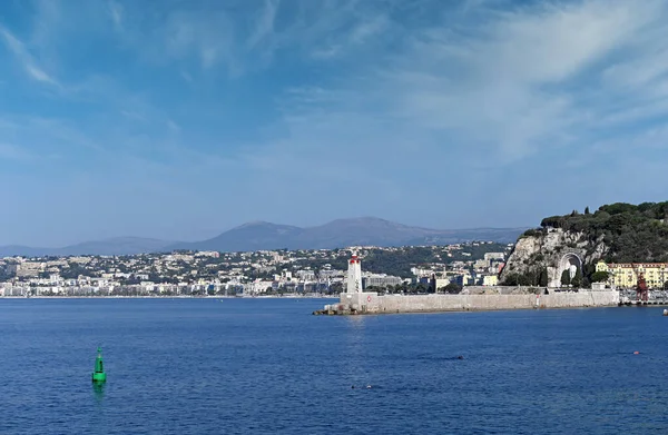 Lighthouse Port Lympia Letní Sezóně Nice France — Stock fotografie