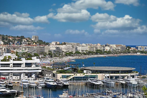 Cannes Městský Přístav Plážové Panorama Léto Francie — Stock fotografie