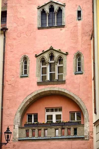 Antico Dettaglio Esterno Dell Edificio Ratisbona Germania — Foto Stock