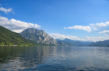 Lake Traun Traunsee and mountains in Upper Austria landscapes summertime clipart