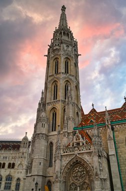 The Matthias church tower in sunset, Budapest Hungary clipart