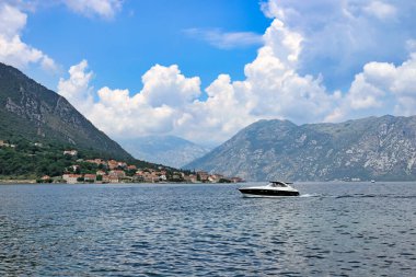 Bay of Kotor landscape in Montenegro summer season clipart