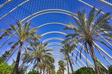 Umbracle 'ın dış yapısı Valencia, İspanya' daki yeşilliğiyle