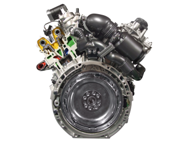 Araba motorunun ön görünümü şeffaf