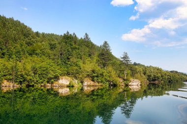 Drina river in summer landscape,Serbia clipart