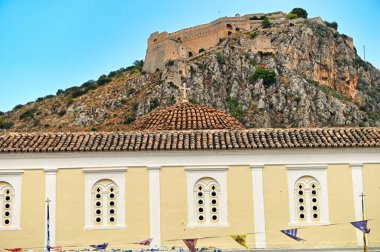 Palamidi castle Hill Nafplio şehir Yunanistan üzerinde