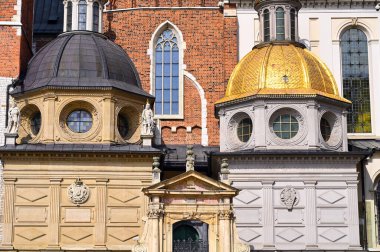 Kraliyet Katedrali Wawel Kalesi altın kule detayları, Krakow, Polonya