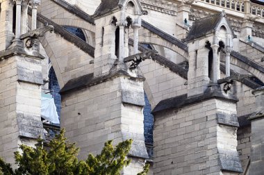 Duvardaki heykeller mimari detaylar, Katedral Notre Dame, Paris, Fransa