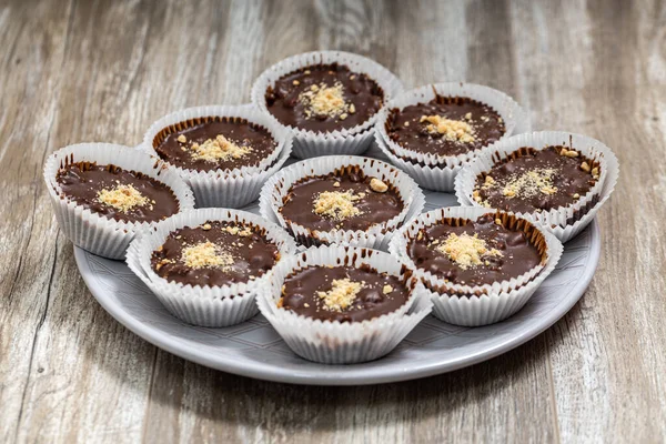 Prăjituri Ciocolată Nuci — Fotografie, imagine de stoc