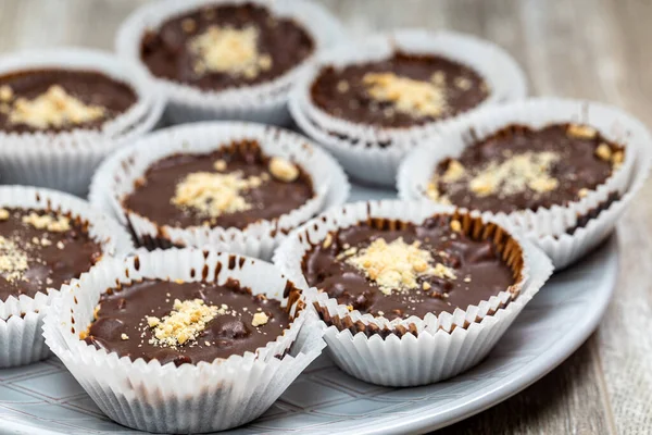 Chocolate Cupcakes Nuts — Stock Photo, Image