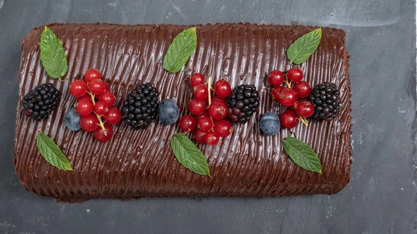 Gâteau Chocolat Aux Fruits — Photo