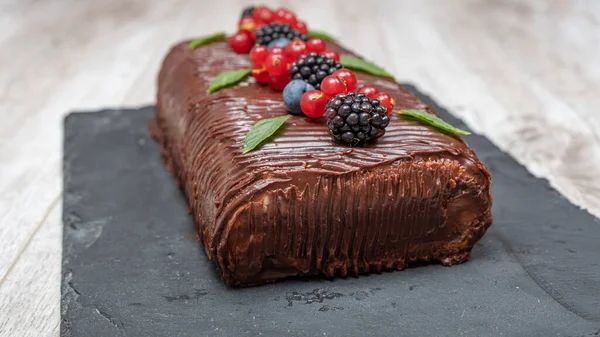 Шоколад Фруктовый Пирог Домашний Торт — стоковое фото