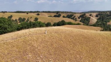 Sırbistan 'da Deliblato Sands' i ziyaret eden kadın turist