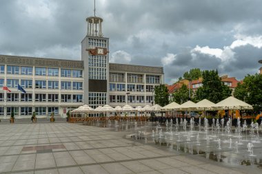 Koszalin, Westpomerania 24 Haziran 24 Haziran Citi 'deki ana meydanda görülüyor. Polonya