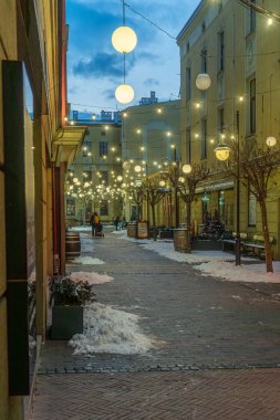 Lodz, Polonya 16 Şubat 2025 - Polonya 'nın Lodz kasabasındaki Piotrkowstka Caddesi