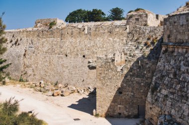 Walls and fortifications of the medieval citadel of Rhodes in Greece built by Hospitalliers