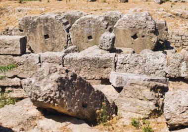 Ruins of an ancient city inside of the medielav old town of Rhodes