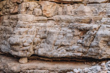 flint inside of limestone rocks in the bottom of Jacob's Canyon at Rhodes Island in Greece