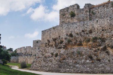 Walls and fortifications of the medieval citadel of Rhodes in Greece built by Hospitalliers