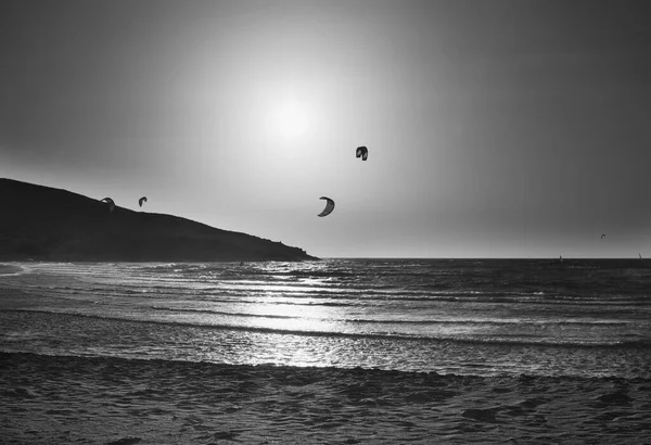Szörfözés Kitesurfing Prasonisi Beach Rhodes Islnad Görögország — Stock Fotó