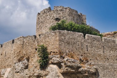 Walls and fortifications of the medieval citadel of Rhodes in Greece built by Hospitalliers