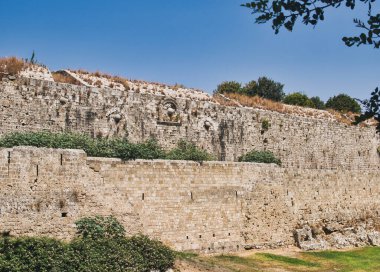 Walls and fortifications of the medieval citadel of Rhodes in Greece built by Hospitalliers