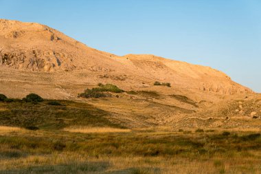 Hırvatistan 'ın Akdeniz' deki Pag adasının tepe manzarası