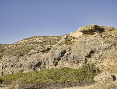 Gün batımından bir saat önce Girit adasının Hilly manzarası