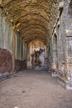 the interior of ancient  Roman Cisterns of Aptera in which water was stored clipart