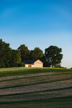 Yamaçta uzamış tarlaları olan kırsal alan.