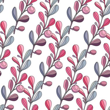 Pembe çiçeklerle, tasarım elementleriyle kışın pürüzsüz desen. Davetiyeler, kartlar, baskı, hediye paketi, imalat, tekstil, kumaş, duvar kağıtları için yeni yıl şablonu