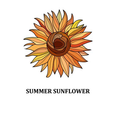 Yaz ayçiçeği, tasarım elementi. Kartlar, davetiyeler, afişler, posterler, baskı tasarımı için kullanılabilir. tatil, tatil geçmişi 