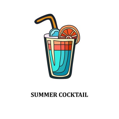 Yaz kokteyli, tasarım elementi. Kartlar, davetiyeler, afişler, posterler, baskı tasarımı için kullanılabilir. tatil, tatil geçmişi 