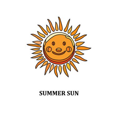 Yaz güneşi, tasarım elementi. Kartlar, davetiyeler, afişler, posterler, baskı tasarımı için kullanılabilir. tatil, tatil geçmişi 