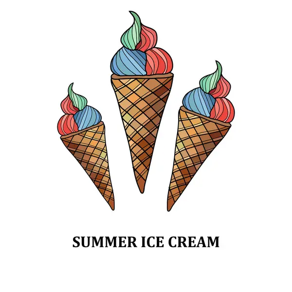 Yaz dondurması, tasarım elementleri. Kartlar, davetiyeler, afişler, posterler, baskı tasarımı için kullanılabilir. tatil, tatil geçmişi 