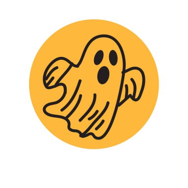 Cadılar Bayramı hayaleti, tasarım elementi. Kartlar, davetiyeler, afişler, posterler, baskı tasarımı, mevsimlik tatil geçmişi için kullanılabilir. Cadılar Bayramı teması