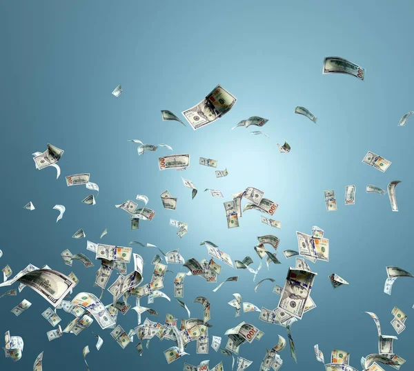 Money Falling One Hundred Dollar Bills Financial Concept — Stock Photo, Image