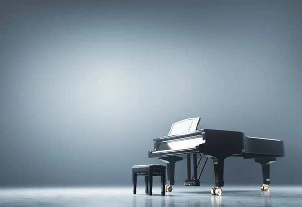 Klasik Grand Piano Keyboard Dalam Sorotan Lampu Neon — Stok Foto