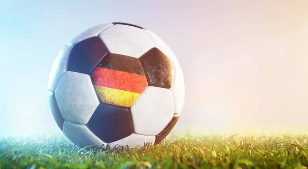 Football Ballon Football Avec Drapeau Allemagne Sur Herbe Équipe Nationale — Photo