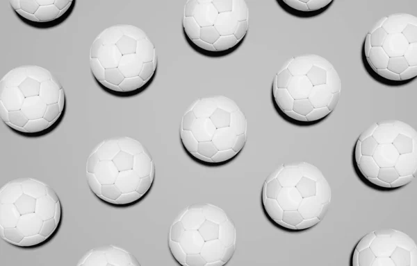 Football Soccer Balls Flat Lay Design Background Monochromatic — Fotografia de Stock