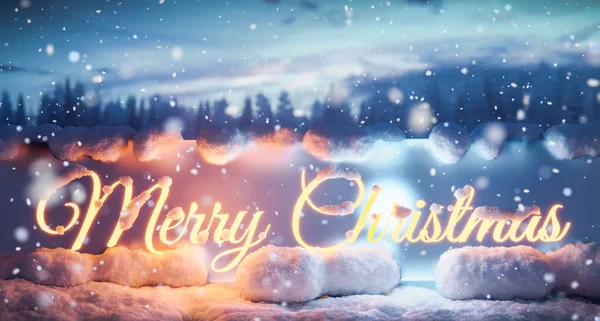 Merry Christmas Banner Snow Winter Scenery Illustration — Stock Photo, Image