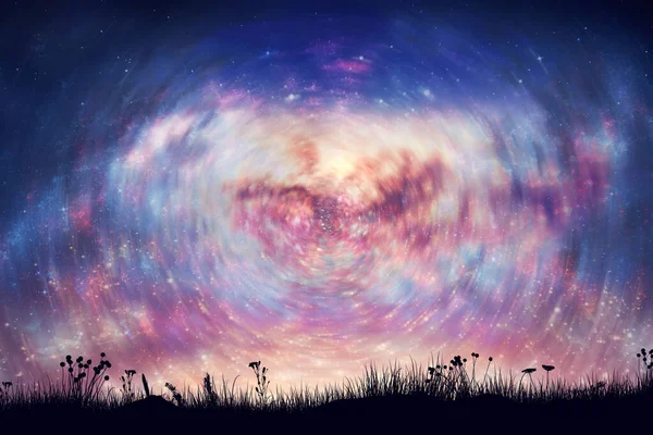 Nght Sky Sprial Cosmic Energy Space Nebula Background — Stok fotoğraf