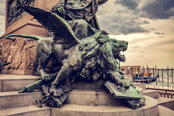 Βενετία Ιταλία Άγαλμα Του Λιονταριού Από Μνημείο Στον Victor Emmanuel — Φωτογραφία Αρχείου