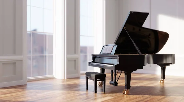 Klasik Grand Piano Gaya Klasik Interior Kamar Instrumen Musik — Stok Foto
