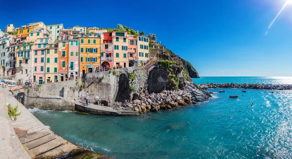 Riomaggiore Cinque Terre Itálie Panorama Létě — Stock fotografie
